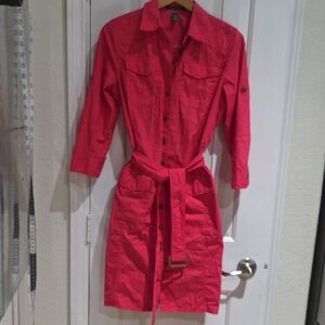 Lauren RL  Cottob Pink Button-Up Shirt Dress Size 8P